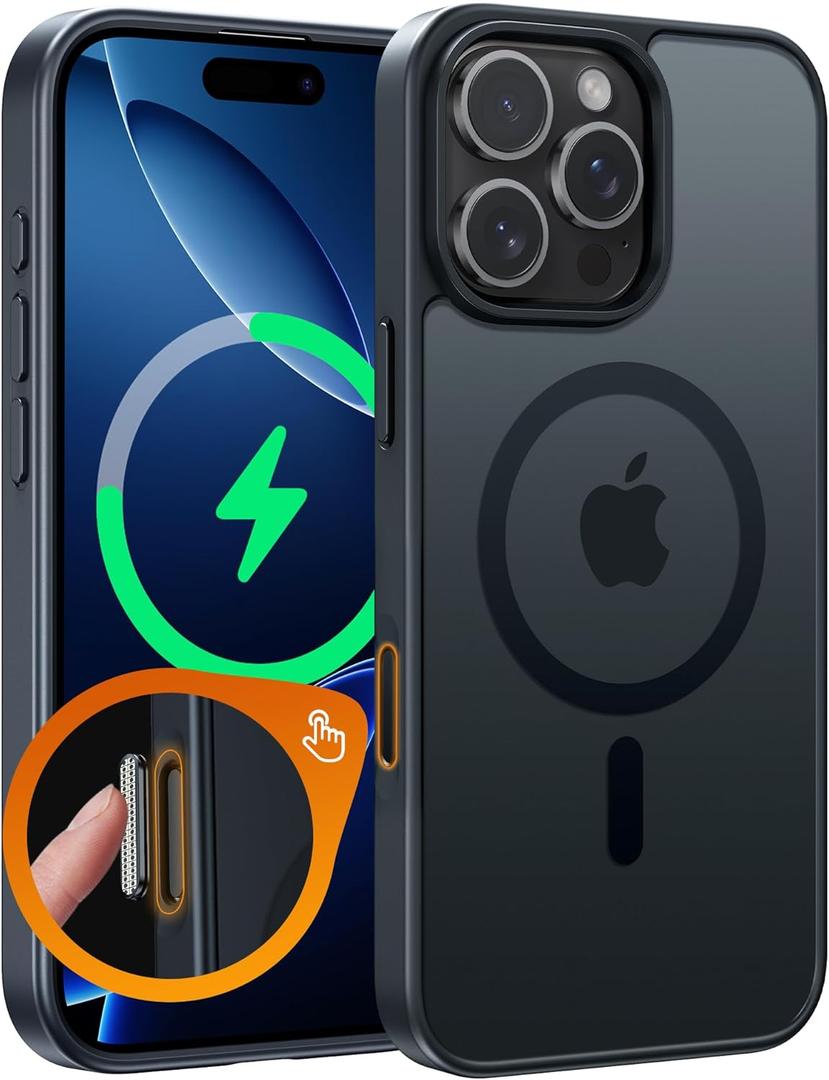 FNTCASE for iPhone 16 Pro Case: Magnetic Matte Translucent Military Grade Drop Protective Phone Case | Shockproof Thin Rugged Durable Protection Bumper Cover