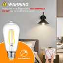 Ascher Vintage LED Edison Bulbs, 6W, Equivalent 60W, Non-Dimmable, High Brightness Cool White 4000K, ST58 Antique LED Filament Bulbs with 80+ CRI, E26 Medium Base, Clear Glass, Pack of 6  Cool White 4000k, 6 Count (Pack of 1)