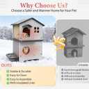 Insulated Cat House Outdoor Weatherpoof Plastic Cats Houses with Elevated Cat Bowls, Cat Scratch Pads and Escape Door, 2-Story Indoor Waterproof Feral/Pet Cat Shelter Outside for Multiple Cats, Grey