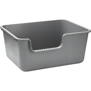 Extra Large Cat Litter Box High-Sided Plastic Litter Box for Large Cats, Jumbo Open Kitty Litter Tray Gray