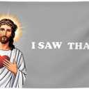 3x5 Ft Tapestry Christian Religious Polyester Flag "I Saw That" with Four Brass Grommets - Funny Jesus Tapestry Flag Wall Decor for Home - Tapestries Banners for College Dorm Room or Meme for Bedroom