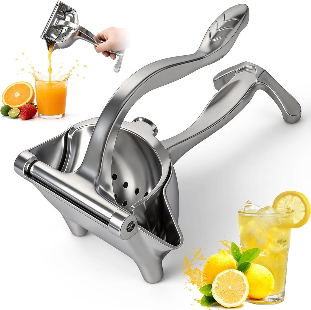 Heavy Duty Manual Fruit Juicer Press, 2026 Upgrade Lemon Juicer Hand Press with Large Capacity, Ergonomic Grip, Detachable Aluminum Alloy Juice Extractor, Orange Citrus Pomegranate Grapefruit