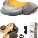 Neck Massager Pillow, 3-in-1 Neck Pillow, Massage Neck Hump for Shoulder Relief,Relieves Deep Tissue by Heating and Stretching,Ergonomic Cervical Traction Suppor - Dark Gray