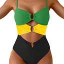 Eomenie One Piece Swimsuit for Women Ring Linked Monokini Sexy Bathing Suit Cutout Swim Suit M