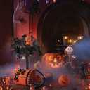 Bibelot 20inch Black Halloween Decorations, LED Lighted Halloween Tree Decor -Silk Black Maple Leaves, Pumpkins, Spiders,Cute Ghosts for Indoor Tabletop, Fireplace or Covered Outdoor Porch