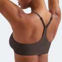 YEOREO CoreFlex Y Back Sports Bras for Women Padded Racerback Bra Paisely Light Impact Adjustable Straps Gym Workout Tops (Brown, L)
