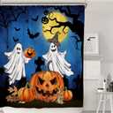 pinata Halloween Shower Curtain for Bathroom, Halloween Bathroom Decor, Ghost Shower Curtain Pumpkins Bath Curtains with Hooks 72x60