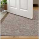 Color&Geometry Ultra Thin Indoor Door Mat (Rolled-up NO Creases) 27.5"x60", Non Slip Rubber Backed Dirt Trapper Door Mat Indoor Entrance, Low Profile Entryway Mat, Easy Clean, Light Brown Linen
