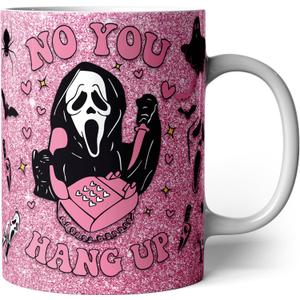 Halloween Coffee Mug, 11oz Gothic Scream Cup for Women Girls | Pink Spooky Ceramic Mug,Horror Movie Gift for Halloween Lovers,Halloween Mug for Coffee,Tea,Office