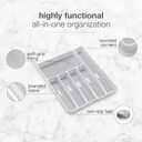 madesmart Classic Large Silverware Tray - White |CLASSIC COLLECTION | 6-Compartments| Kitchen Drawer Organizer | Soft-Grip Lining and Non-Slip Rubber Feet | BPA-Free