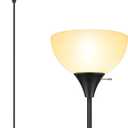 Floor Lamp, LED Standing Lamps with White Plastic Shade, Black Modern Torchiere Floor Lamp, Tall Lamps for Living Room Dorm, Bulb not Included