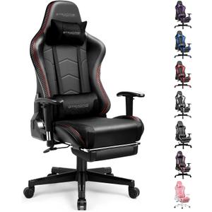 GTRACING Gaming Chair with Footrest Speakers Video Game Chair Bluetooth Music Heavy Duty Ergonomic Computer Office Desk Chair (Black)