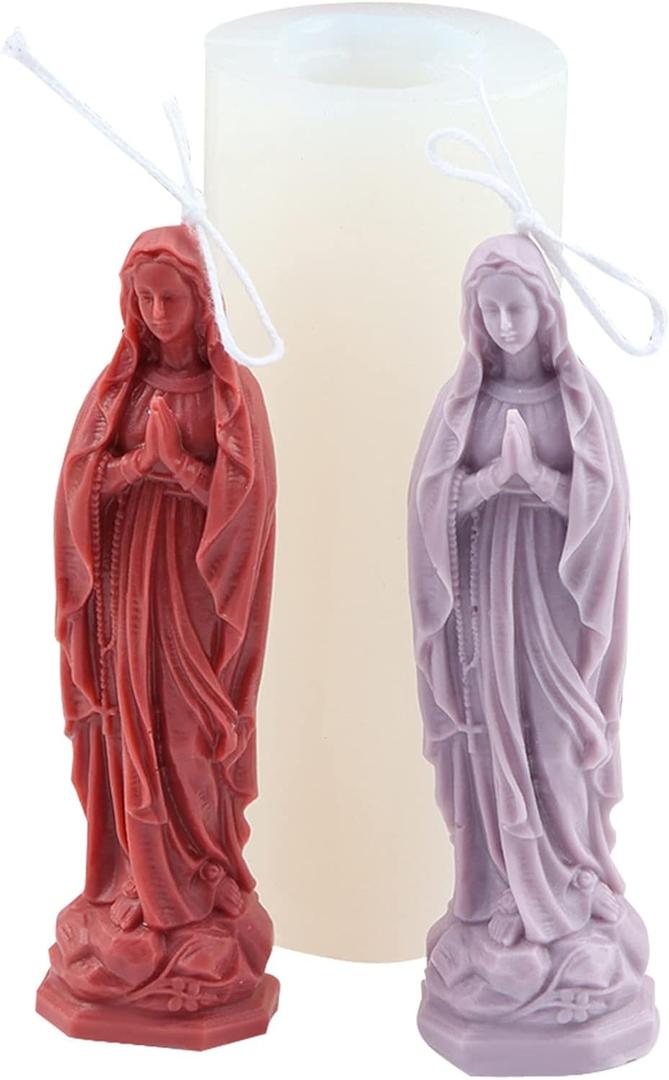 3D Virgin Mary Shape Silicone Candle Molds, DIY Goddess Molds for Candle Making Resin Soap Casting Cake Chocolate, Aroma Gypsum Molds for Home Decor, 5.3"