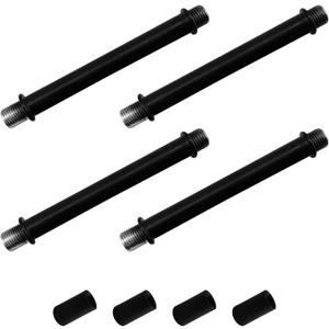 4 Set 4 Straight Pipe Lamp Stem Kit, M10 Double End Threaded Lamp Rod Long Extension Risers, Black Lamp Parts Replacement for DIY Floor Lamps, Table Lamps & Ceiling Lights
