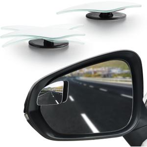 LivTee Blind Spot Car MirrorAsymmetric Fan Shaped HD Glass Frameless Convex Rear View Mirror with wide angle Adjustable Stick for Cars SUV and Trucks, Pack of 2