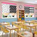 6 Pcs Classroom Curtain Black and White Pencil Curtains Back to School, 11.8"W x 7.9"L