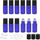 ZEJIA 3ml Roller Bottles 12Pack Cobalt Blue Thick Glass Essential Oil Roller Bottles Stainless Steel Roller Ball with 2 Droppers