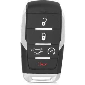 Keyecu Replacement Remote Car Key case Shell for Ram 1500 Long Horn 2019-2022 OHT-4882056 68291691 68291691AB-AE 68442909 68575604AA 5 Buttons,Empty Shell
