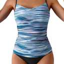 Eomenie Tankini Swimsuits for Women Two Piece Tummy Control Bathing Suit Slimming Modest Swimwear with High Waisted Bottom, Large