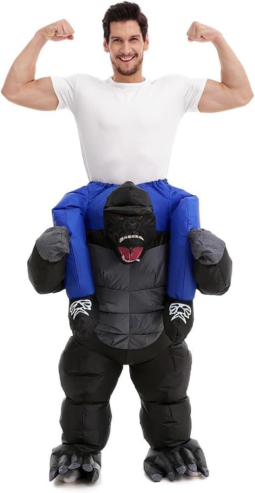 HSCTEK Adult Inflatable Gorilla Piggy Back Rider Costume (Large, Black)