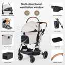 T6 Luxury Pet Stroller for Medium Dogs Up to 66lbs or 2 Small Pets 3-in-1 Dog & Cat Stroller with Removable Carrier, Foldable & Lightweight (Beige)