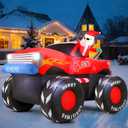 7 FT Long Santa in Monster Truck Christmas Inflatables Outdoor Decorations, Christmas Blow Up Santa Claus Yard Decorations for Garden Lawn Xmas Decor