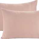 LANE LINEN 100% Organic Cotton Pillowcases - Standard Size and Crisp Cool Percale Weave Sleeping Pillow Covers Set of 2 - Dusty Rose
