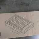 Dolonm Full Size Bed with 2 Drawers and Storage Shelves, Pine Wood Platform Bed Frame, Space Saving Bed, No Box Spring Needed, Platform Bed for Kids Bedroom, Dorm, No Spring Needed Required, Grey