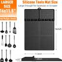 Silicone Grill Mat Compatible with Blackstone, Silicone Griddle Tools with Drip Pad, Spatula Mat for Outdoor Grill Kitchen Counter (Black)