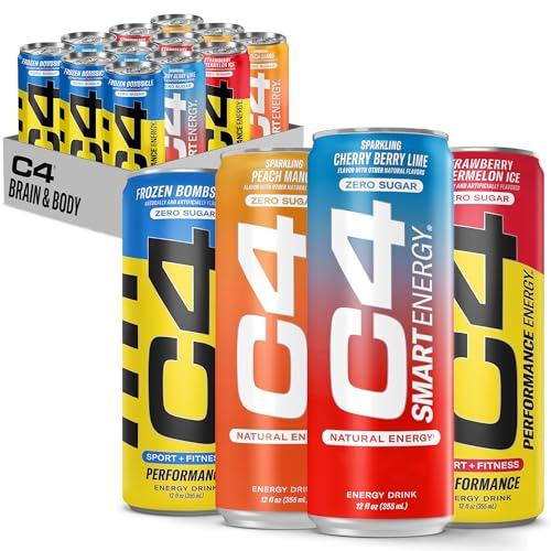Cellucor C4 Performance & Smart Energy Drink Official Variety Pack | Zero Sugar Carbonated Preworkout Energy | 150+200mg Caffeine with Beta Alanine | 4 Flavors | 12 Fl Oz (12 Pack) Expired 07/31/2025