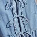SHENHE Women's Y2k Tie Front Denim Vest V Neck Ruffle Hem Sleeveless Peplum Jean Top Shirt, S