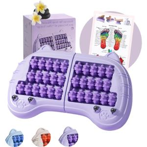 Foot Roller Massager for Plantar Fasciitis Relief, Large Size, Eases Foot Pain & Cold Feet, Enhances Circulation, Portable, Split into Two, Full-Body Washable, Purple