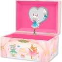 Musical Ballerina Jewelry Box for Girls - Kids Jewelry Box with Spinning Ballerina, Easter Gifts for Girls, Ballerina Toys - 6 x 4.7 x 3.5 in