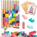 Wooden Montessori Russian Blocks Puzzle, 3D Stacking for Toddlers 3-6 Years Wooden Block, Montessori Educational Gift for Boys and Girls Board Game Educational Toys for Toddlers Brain Teasers