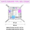 Silver Square Foil Balloon Wall,25Pcs Double Sided Balloons Backdrop Helium Polyester Balloon Tunnel Arch Garland Kit for Disco Party Birthday Bridal Anniversary Baby Shower Party Decorations