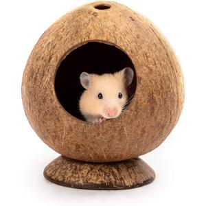 andwe Coconut Hut Hamster House Bed for Gerbils Mice Small Animal Cage Habitat Decor