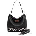 Wrangler Hobo Bags for Women Aztec Womens Black Handbag Vegan Leather Shoulder Purses and with Crossbody Strap WG297-918BK