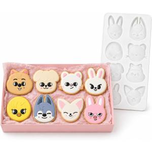 2 x SKZZ CartoonTheme Baking Silicone Mold for Cake Decoration, Cookie,Chocolate,Candy, Fondant, Jelly,Non-Stick Flexible DIY Dessert Make