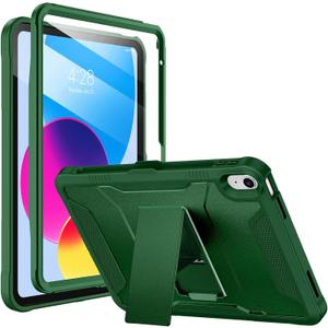 Soke Case for iPad (A16) 11th Generation 11-inch 2025, iPad 10th Generation 10.9-inch 2022, with Built-in Screen Protector and Kickstand, Rugged Full Body Protective Cover - Alpine Green