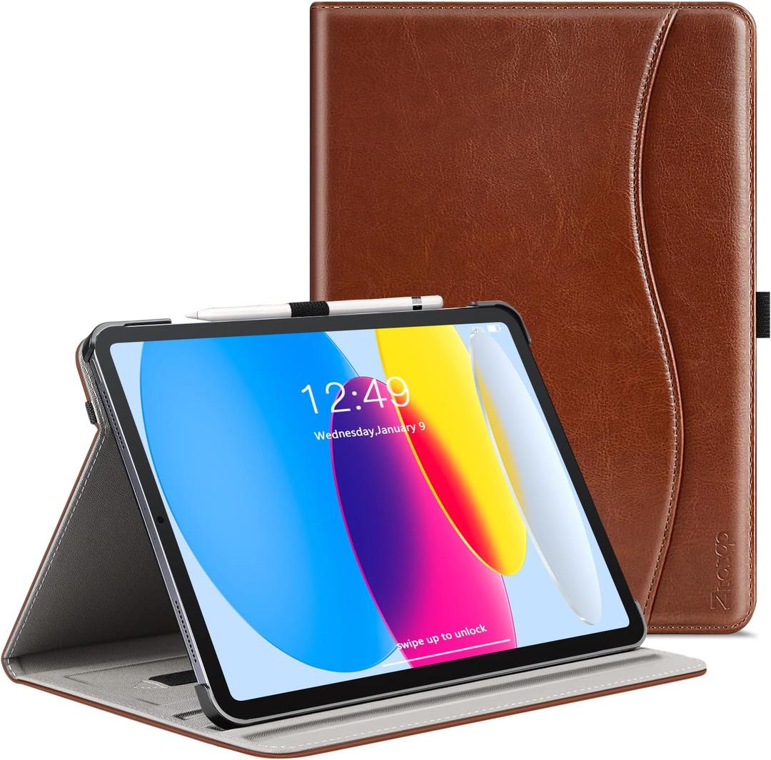 ZtotopCases for iPad (A16) 11th Generation Case 11-inch 2025, iPad 10th Generation Case 10.9 Inch 2022, Premium PU Leather Business Folio Stand Cover with Slot, Auto Wake/Sleep, Multi 4 Angles, Brown
