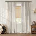 Pinch Pleated 90 Inch Linen Curtains for Living Room Bedroom 2 Panels Cream Natural Memory Trained Pinch Pleat Back Tab Light Filtering Semi Sheer Window Drapes Birch Curtains 40 x 90 Inches Long