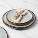 AmorArc Ceramic Dinner Plates Set of 6, 10.5 Inch Handmade Reactive Glaze Stoneware Plates, Rustic Shape Dinnerware Dish Set for Kitchen, Microwave & Dishwasher Safe, Scratch Resistant