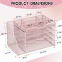 5 Tier Paper Letter Tray Desk Organizer with Pen Holders - Pink | Features 3 pen holders and 4 removable dividers.Versatile mesh desktop storage for mail, document,office supplie