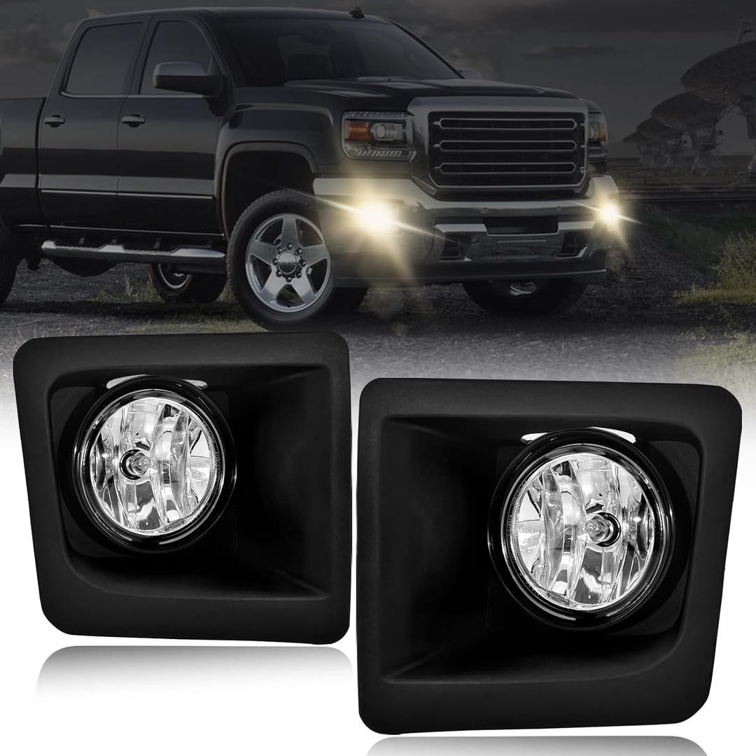 Fog Lights Compatible with 2014 2015 GMC Sierra 1500,Bumper Driving Fog Lamp Assembly, Halogen BulbsOEM-Style Replacement, DOT Certified1 Pair