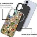 Case Compatible with iPhone 16,Compatible with MagSafe,Glossy Fall Prevention Hybrid 2-Layer Hard Shell Cases for Girls Boys,Stained Glass Bloom Flower