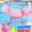 HeySplash Swim Vest for Kids, Toddler Pool Floaties Fit 22-55 Lbs, Swimming Vest with Adjustable Strap, Swim Jacket Water Wings Arm Floats, Puddle Beach Boat Jumper for Boy Girl Age 2-5, Pink Leopard