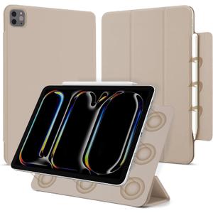 for iPad Pro 13 inch Case M5/M4 2025/2024 (A2925/A2926/A3007), Auto Sleep/Wake and Magnetic Closure, Slim Trifold Stand Case, PU Leather Cover, Support Apple Pencil Pro, Oat Coffee