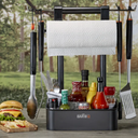 B-Q Collapsible BBQ Grilling Caddy w/Extended Hook, Store All Grilling Accesories in One Place, BBQ Caddy for Outdoor Barbecue, Camping Trip, Roller Towel Holder, Kitchen Storage Organizer