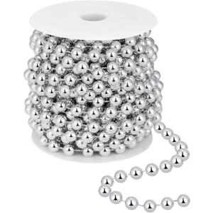 26 Feet Christmas Tree Beaded Garland Plastic Pearl Strands Chain Artificial Pearls Beads Trim Garland for Xmas Tree Holiday Wedding DIY Decoration Supplies (Silver)