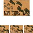 Liora Manne Natura Cute Dogs Wipe Your Paws Natural Outdoor Welcome Coir Door Mat, 1 ft 6 in x 2 ft 6 (Pack of 4) (1 ft 6 in x 2 ft 6 in (Pack of 4))